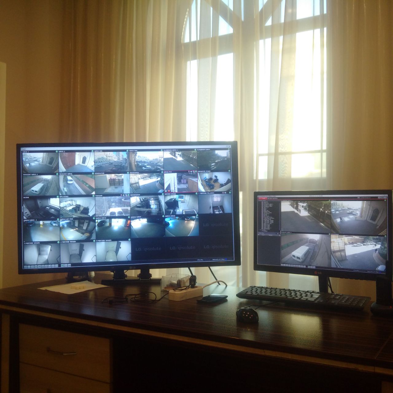 IP CCTV camera and access control installation on a commercial building